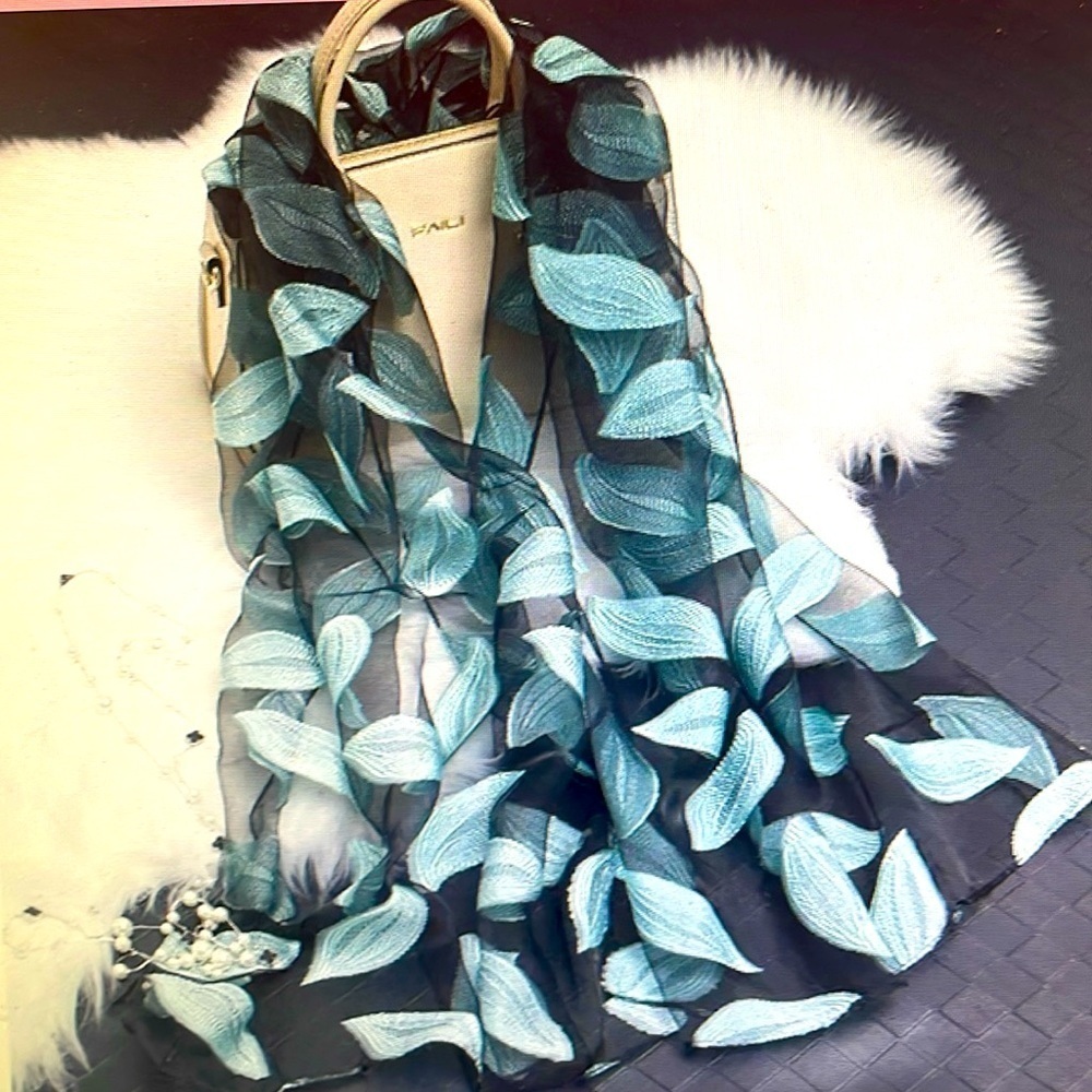 Falling Leaves Polyester Satin Silk Scarf